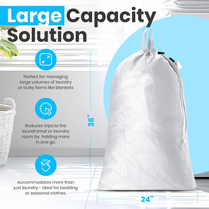 Large Mesh Laundry Bags - 2-Pack Heavy Duty with Handles