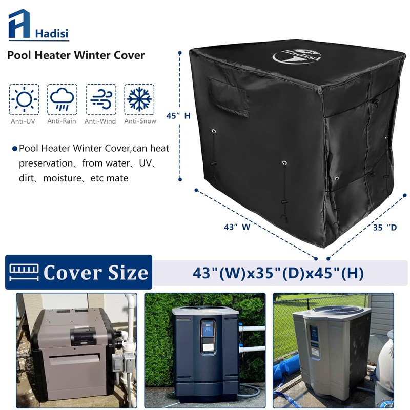 Pool Heater Winter Cover,with Plush Lining,Waterproof Swimming Pool Heater Cover
