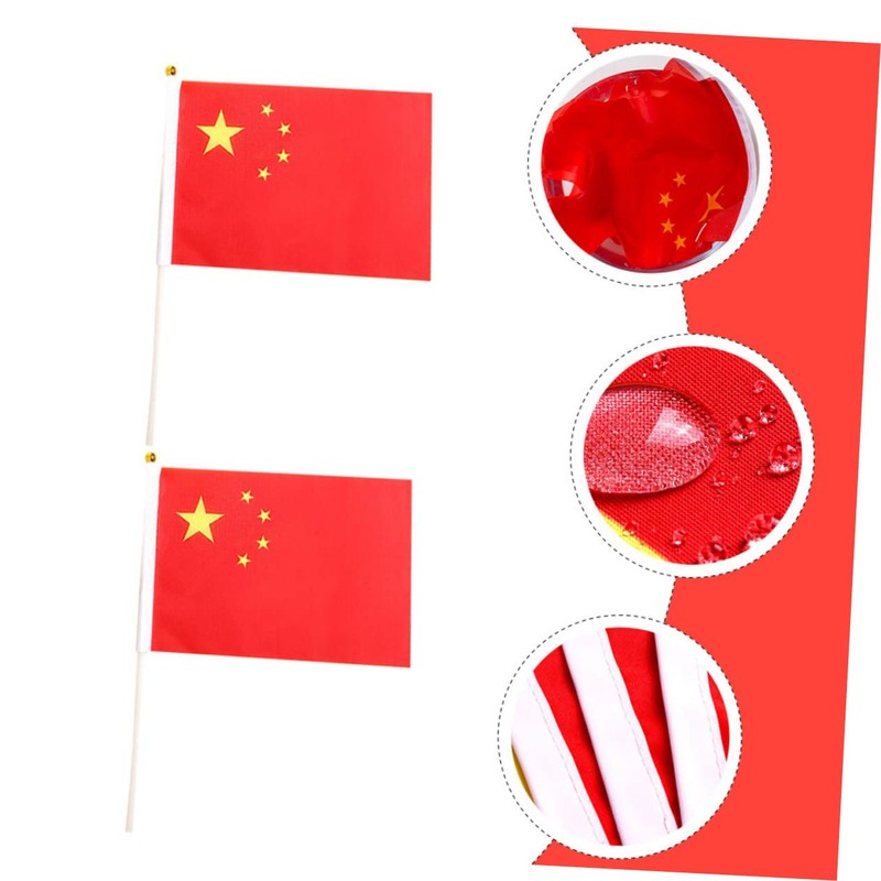 IWOWHERO 50Pcs Handheld China Flags Durable Five Star National Flags