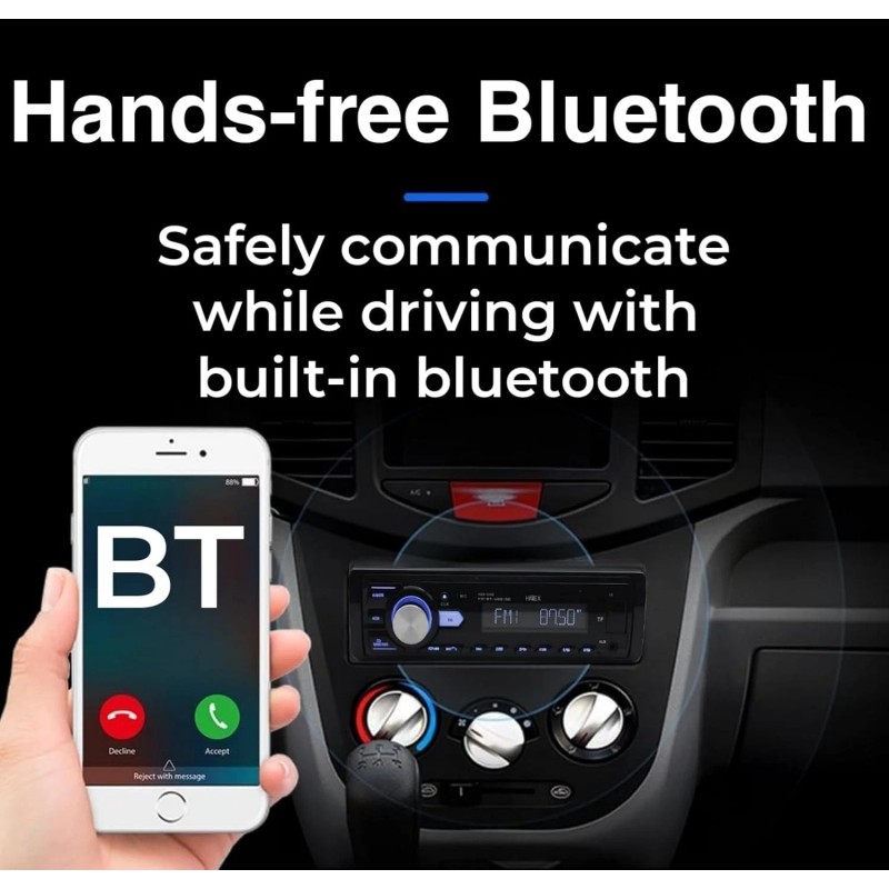 HZEX Car Stereo with Bluetooth, Media Player Subwoofer Outputs, Single