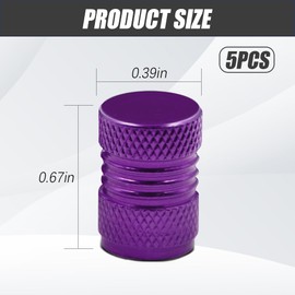 5 Pcs Tire Valve Stem Caps, Aluminum Alloy Tire Valve Stem Caps, Air dust Proof Cover with Rubber Seal, Universal for Cars, SUVs, Bike, Trucks and Motorcycles (Purple)