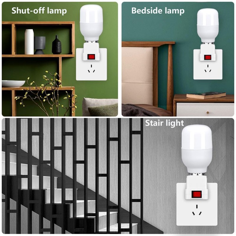 E26/E27 Socket Extension Adapter with Switch,Plug-in Light Socket,Convert Outlet to