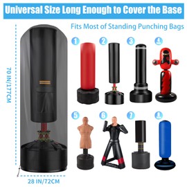 Free Standing Punching Bag Cover Outdoor Waterproof, 420D Oxford Full Protector for Standing Punching Bag with Stand, Protective Cover for Bob Dummy Boxing Bag 70" H x 28" D