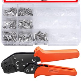 Twidec/360Pcs 2.8/4.8/6.3mm Quick Splice Male and Female Wire Spade Connector Crimp Terminal Block Assortment Kit with Insulating Sleeve for Electrical Wiring Car Audio Speaker with Crimping Pliers