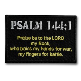 Military Tactical Backpack Patches, Psalm 144:1 BNW Combat Badge, Morale Applique Embroidered Hook and Loop Emblem