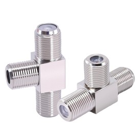 CNARIO 2pcs F Type Splitter 3 Way F-Type Female to 2 Female Coaxial Connector Adapter T-Shape for TV Video VCR Antenna TV Cable Satellite Tuner Antenna