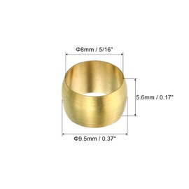 PATIKIL 25pcs 8mm Tube OD Brass Compression Sleeve Ferrules Brass Ferrule Fittings Brass Compression Fitting Assortment Kit for Air, Water and Gas Tubes