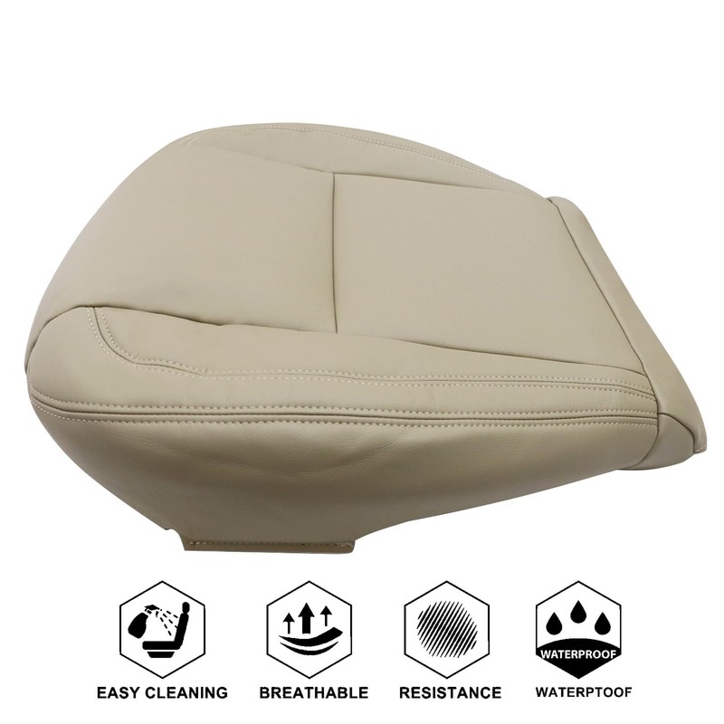 NLQR Front Driver Bottom Replacement Seat Cover Ivory Microfiber Leather