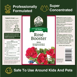 Farmer's Secret Rose Booster Fertilizer (128oz) - Super Concentrated - Formulated for All Types of Roses Throughout The Life Cycle - Encourages Healthy Growth and Vibrant Blooms