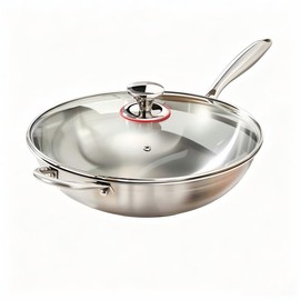 Stainless Steel 316 Wok Pan with Lid, Tri-Ply Stir Fry Pan with Detachable Handle, Works on All Stovetops, Oven & Dishwasher Safe (14 inch)