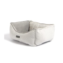 NANDOG Pet Gear Reversible Luxury Microplush Dog & Cat Bed Soft, Warm, Calming Pet Lounger for Small & Medium-Sized Breed - Modern Style Snuggle Couch (Light Gray Quilted)