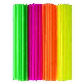 Drinking Straws By Green Direct - 10.75 inches Plastic Smoothie Straws individually wrapped - Extra Long & Thick for use with any Jumbo Cup or Water Bottle - BPA Free - Mixed Neon Colors Pack of 300