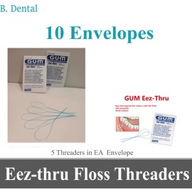 GUM 50 Sunstar GUM 840 Eez-thru floss threaders - 10 packs of 5 each - BEST DEALl!