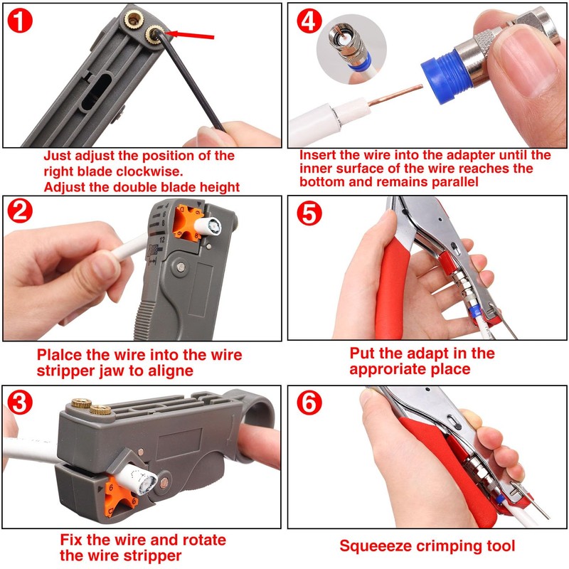 Taiss Coax Cable Crimper Tool Kit with 20 PCS F