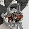 Quilted Metallic Lightweight Phone Crossbody Purse, Puffer Small Tote Bag