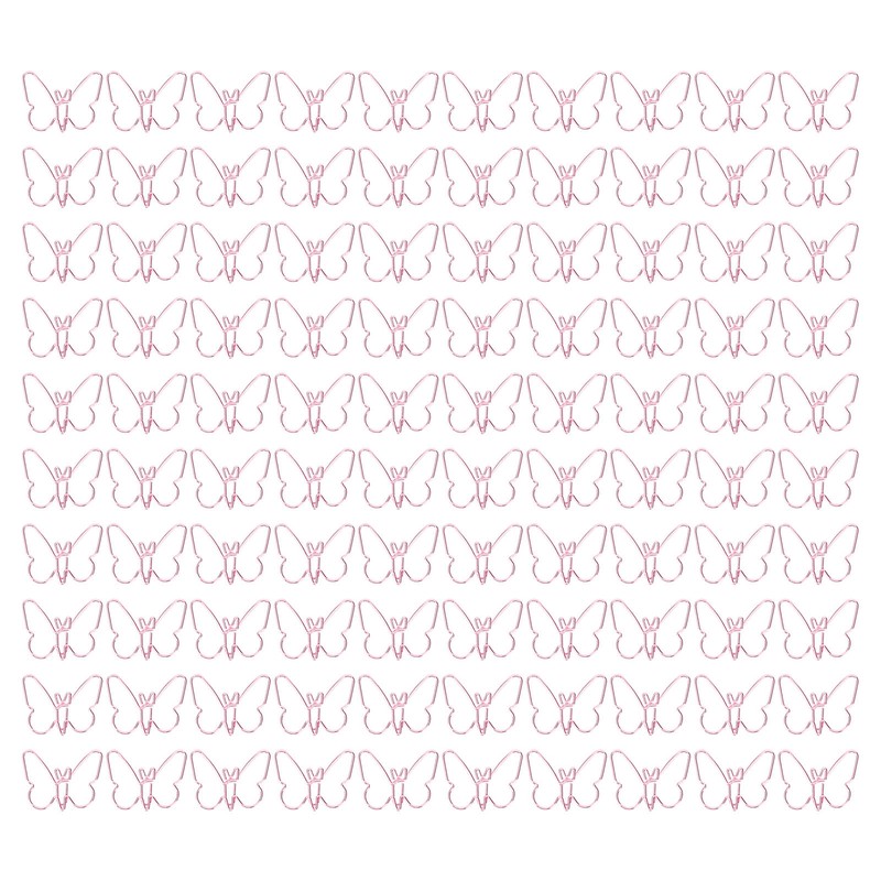 100 Pcs Shaped Paper Clips Pink Butterflies Shape Metal Cute