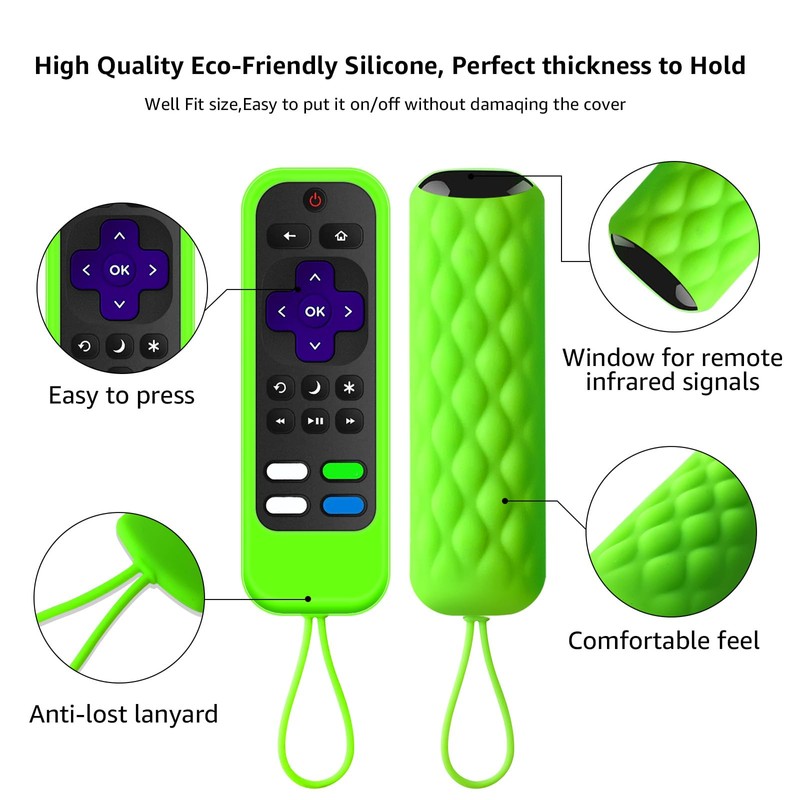 [2 Pack] Silicone remotes Cover case Compatible with TCL/Hisense-Roku Remote&