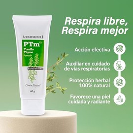 Pomada de Tomillo - Crema Natural con Aceites Esenciales Puros - Cuidado Respiratorio - Alivio de Tos y Molestias de Garganta - Aromaterapia para Toda la Familia, 60g