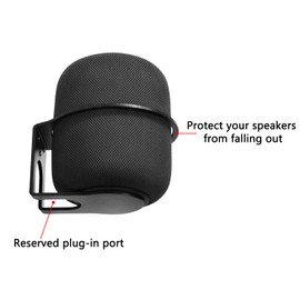Growalleter Metal Wall Mount for 2023 HomePod 2nd Generation/1nd Generation Speaker,Stand Space-Saving Compatible with HomePod 2nd/1nd with Cord Management (Black)