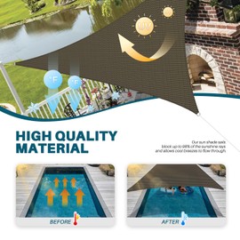 Coarbor 12' x 12' x 12' Sun Shade Sail Canopy Sunshade Outdoor Heavy Duty Triangle Fabric Cloth Screen for Patio Garden Yard Deck Pergola Canopy Brown