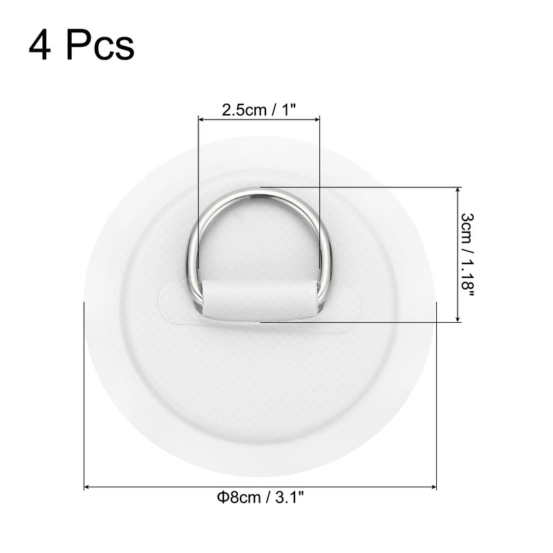PATIKIL 3.1" Paddle Board D Rings, 4 Pcs Stainless Steel