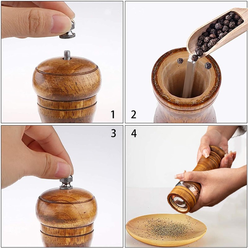 Pepper Mill Wood Salt and Pepper Grinder Pepper Grinder Adjustable