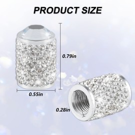 Alpmosn Car Wheel Tire Valve Caps, 4 PCS Bling Tire Valve Caps, Crystal Tire Caps Shinny Rhinestone for Women, Universal Car Dustproof Tire Valve Caps for Cars, Trucks, SUV and Motorcycles (White)