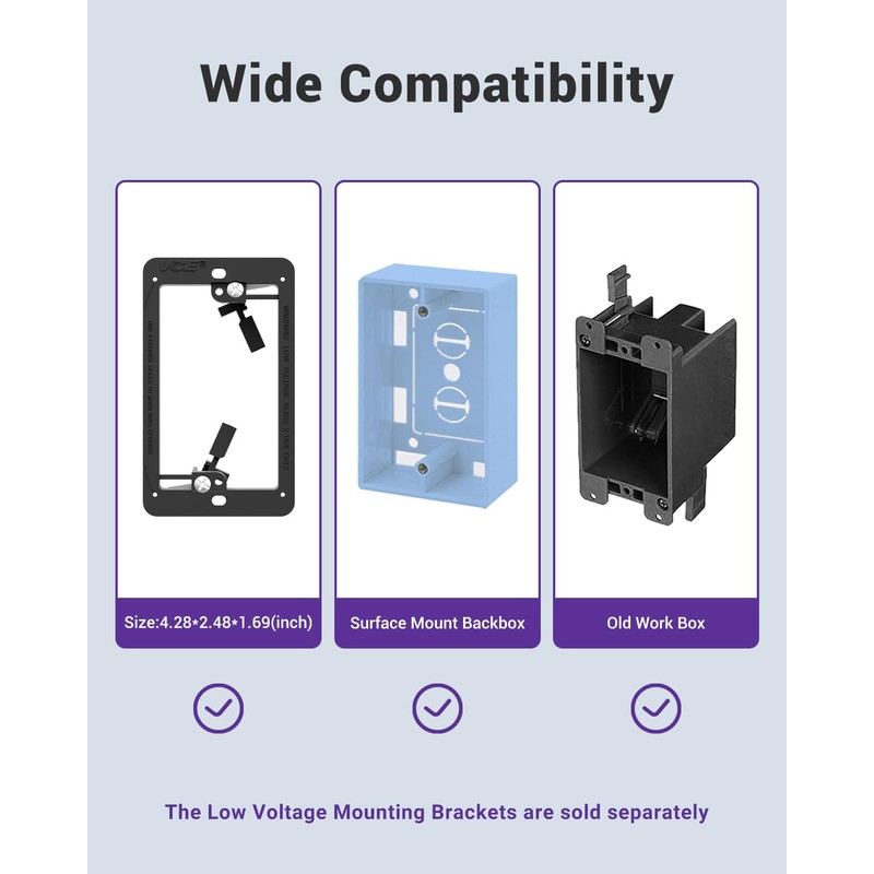 VCE Brush Wall Plate, Cable Pass Through Insert for Wires,