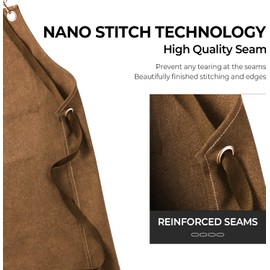 carrotez Chef Apron, Waterdrop Resistant Cotton Canvas Cross Back Adjustable Apron, M-XXL (Cappuccino Brown)