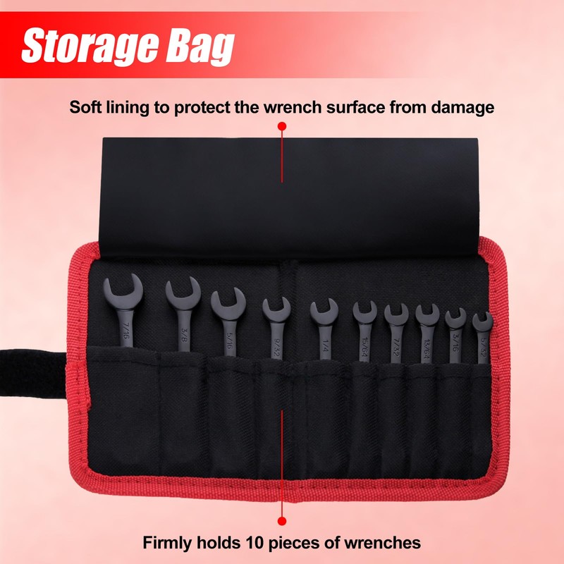 LEONTOOL Mini Wrench Set SAE 10-Piece Ignition Wrench Set, 5/32"-7/16"