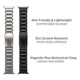 NeXStrix Titanium Metal Watchbands Compatible with Galaxy Watch Ultra 47mm Strap, No Gap Design Titanium Metal Wristband Accessory for Galaxy Watch 7 Ultra 47mm with Secure Buckle for Men Women