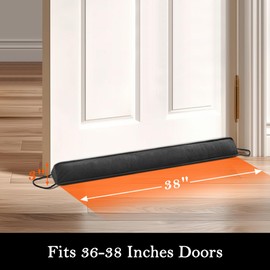Sunolga 38" Door Draft Stopper Blocks Hot Cold Air with Removable Washable Cover for Gaps Up to 3", All-Season Noise and Wind Seal for The Bottom of Door and Window, Black