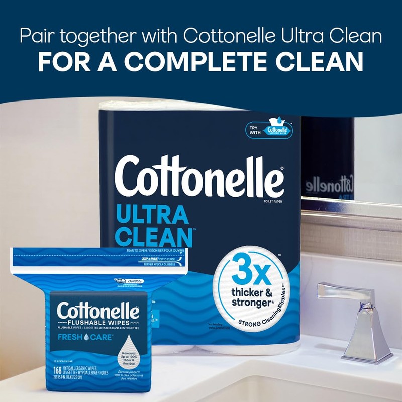 Cottonelle Fresh Care Flushable Wet Wipes, Adult Wet Wipes, 1
