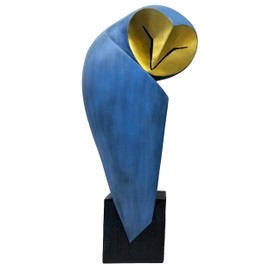 YHHRESINHOME Mid-Century Modern 15 Inch Resin Owl Sculpture - Handmade Vintage Home Decor Statue for Bookshelves, Office Desk, Mantel & Collector Display