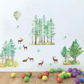 DaraBaby Vinil Decorativo Bosque Venados Sala Habitación Estancia