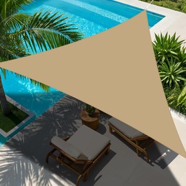 NAKIHOUSE Triangular Sun Sail, 2 x 2 x 2 m, Waterproof Sun Protection Awning, 98% UV Protection Awning for Balcony, Garden, Patio, Awning, Camping, Pool (Sand)