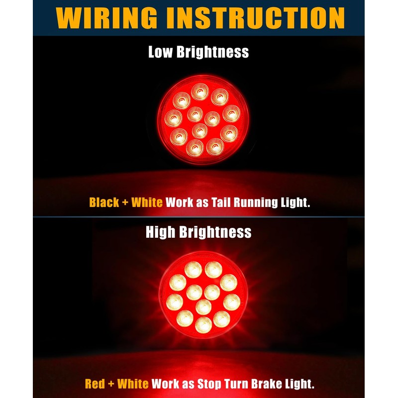 Ronybuy 10Pcs 4" Round Red Led Trailer Lights, Trailer Tail