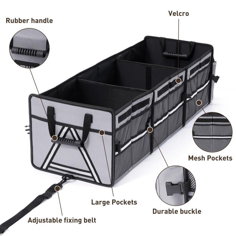 HIRALIY 4 in 1 Car Trunk Storage Organizer with Leakproof