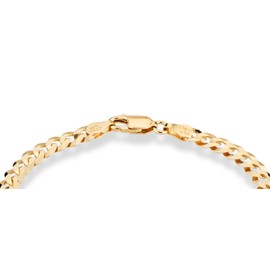 Miabella 18K Gold Over Sterling Silver Italian 5mm Solid Diamond-Cut Cuban Link Curb Chain Bracelet for Men Women, 925 Made in Italy (9 Inches)