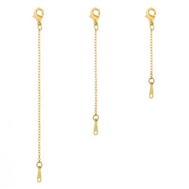 Gold Necklace Extenders - 14k Gold Plated Extender Chain - Chain Extenders For Necklaces, Necklace Bracelet Anklet Extension Chains With Lobster Clasps And Closures For Jewelry Making 3 Pcs (1 2 3 In)
