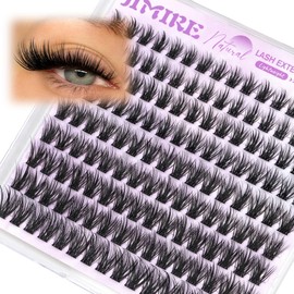 JIMIRE Lash Clusters Wispy 144Pcs Natural Eyelash Clusters 9-14MM Natural Lash Extensions Anime Cluster Eyelash Extensions Easy to DIY by Self Beginners Friendly