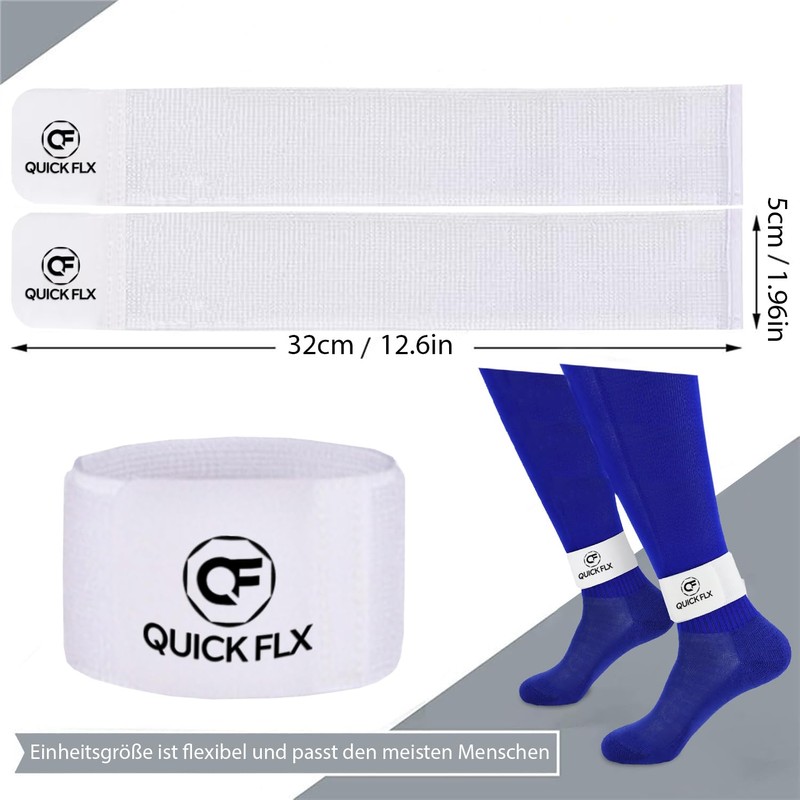 QUICKFLX Shin Pads (White) with Adjustable Belt - High Performance