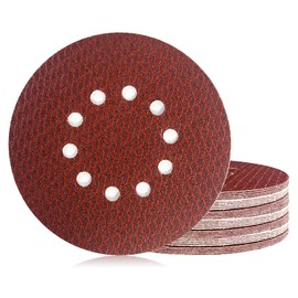Pack of 30 Sandpaper 225 mm Velcro, Eccentric Red Sanding Discs 80 Grit, 10 Hole Anti-Clog Up Design for Random Orbital Sanders and Orbital Sanders
