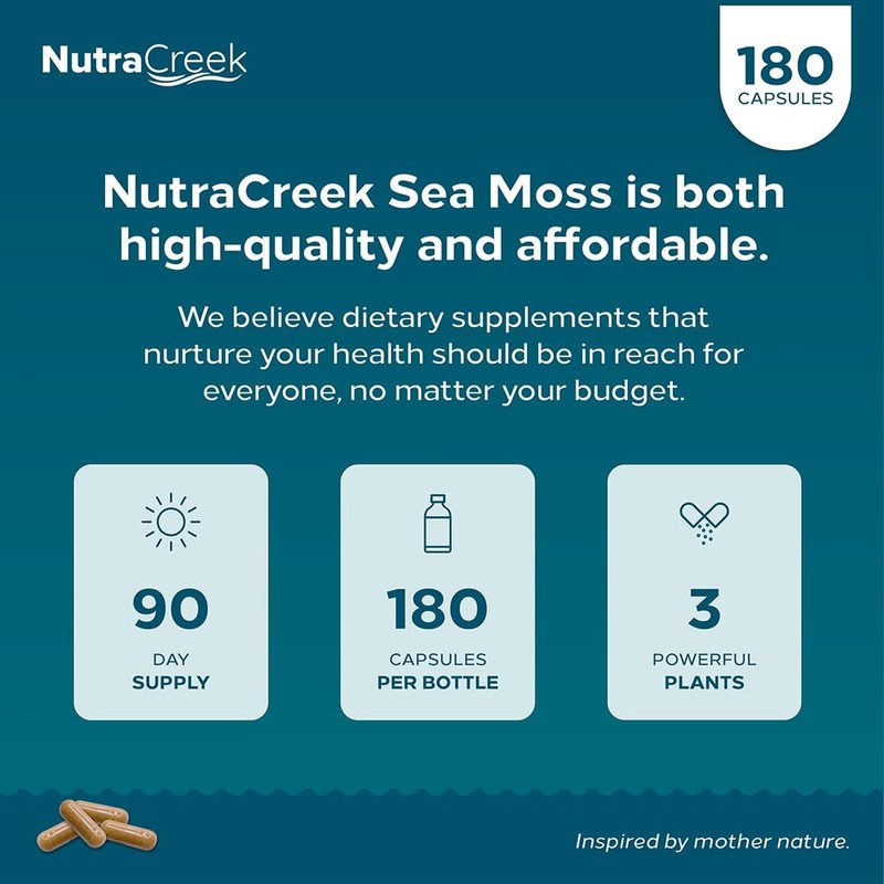 NutraCreek Sea Moss | Irish Sea Moss Capsules with Bladderwrack,