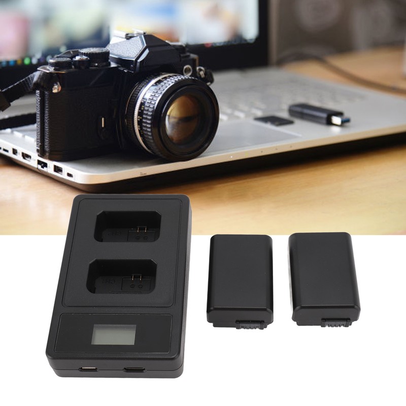 NP FW50 Camera Battery 7.2V 1850mAh with Dual USB LED