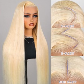 Blonde Wear and Go Glueless Wigs Human Hair Pre Plucked Pre Cut 220% Density 613 Lace Front Wig Human Hair 7x5 HD Lace Closure Wigs Pre Plucked Bleached Knots With Baby Hair Colored Straight Wig 28 In