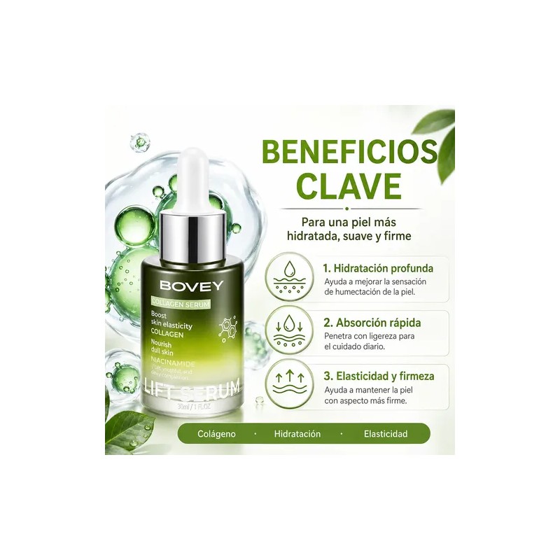 Serum Bovey Colágeno Hidratante Reafirmante Collagen Hydrating Firming Serum, 30ml