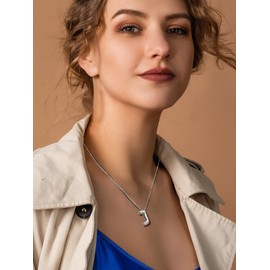 PIYIZ Cute Bubble Initial Necklaces Silver Plated Dainty Chain A-Z Letter Choker Necklace Valentines Birthday Gift Alphabet Jewelry for Lover Girlfriend Platinum G Necklace