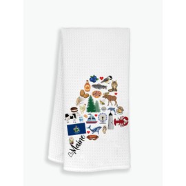 Maine State Map Kitchen Towel, U.S. State Souvenir Tea Towel, Multi-Purpose Towel, Soft & Absorbent Kitchen Towel, Towel for Maine Lovers, Travel Maine Souvenir