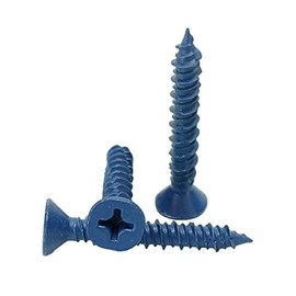 1/4" x 1 1/4" Flat Head Phillips Commercial Concrete Screws, Blue Finish, 25 Pack